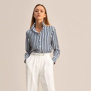 NWOT Lilly silk Amalfi Stripe Silk Shirt Medium